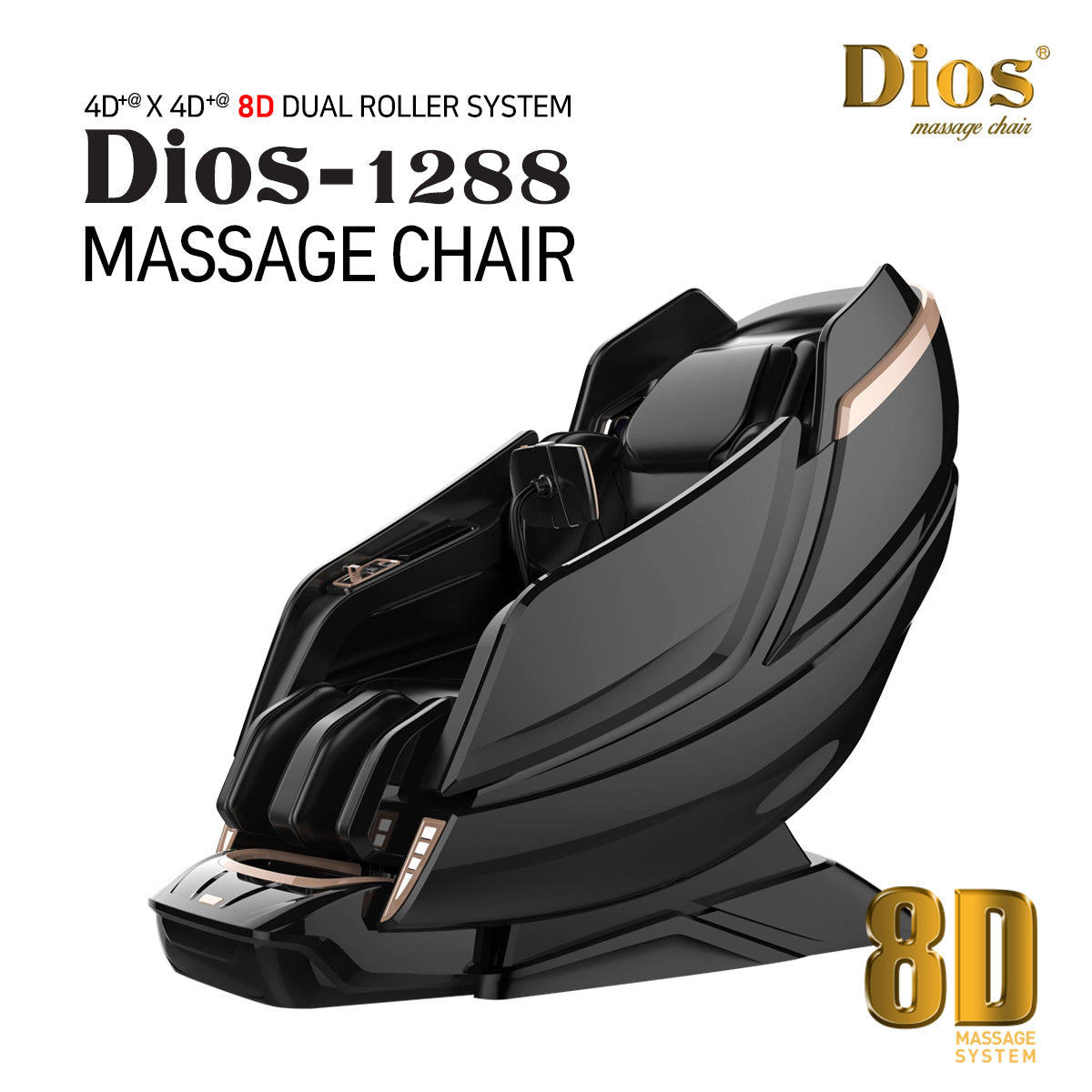 Kahuna Dios Massage Chair 8D AI Dual Air Tech Touch Roller SL-track with Brain Relaxation Program Dios-1288