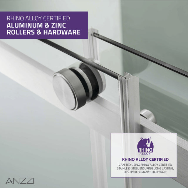 ANZZI Stellar Series 48 in. x 76 in. Frameless Sliding Shower Door with Handle  SD-FRLS05901MB