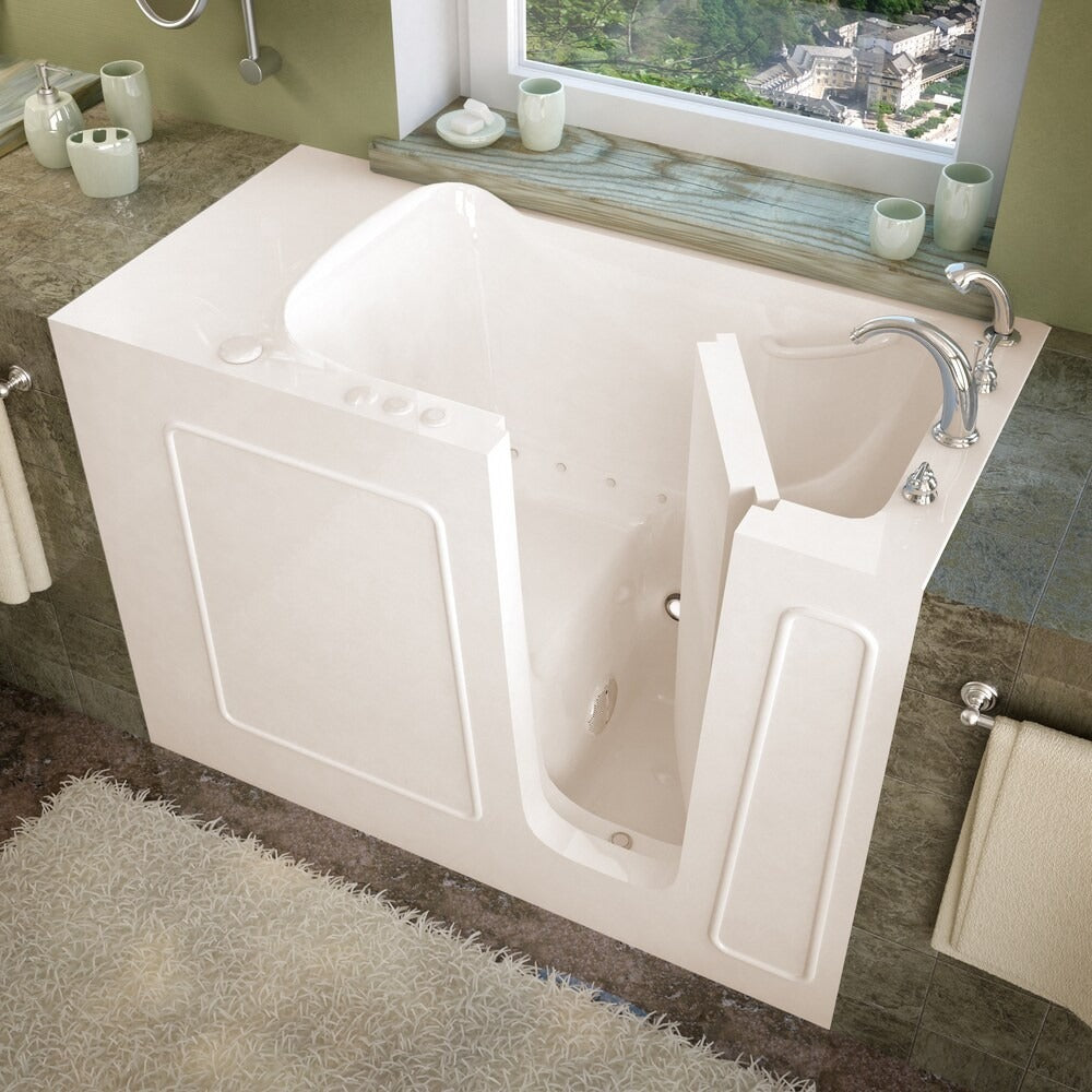 MediTub 26x53-inch Right Drain Biscuit Air Jetted Walk-In Bathtub