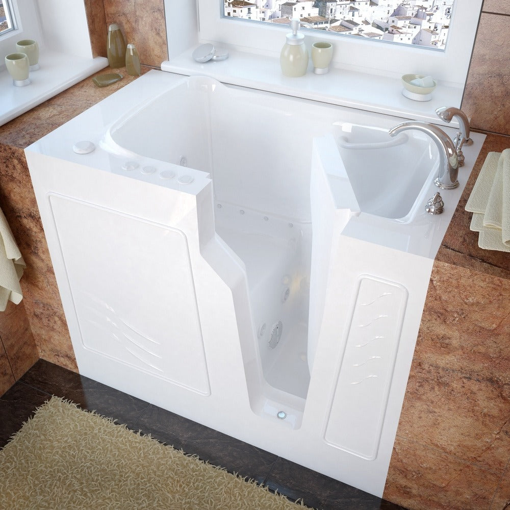 MediTub 26x46-inch Right Drain White Whirlpool & Air Jetted Walk-In Bathtub