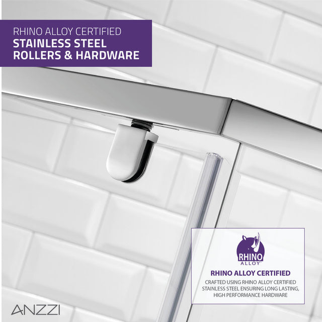 ANZZI Castle Series 49 in. x 72 in. Semi-Frameless Shower Door with TSUNAMI GUARD  SD-AZ056-01BN