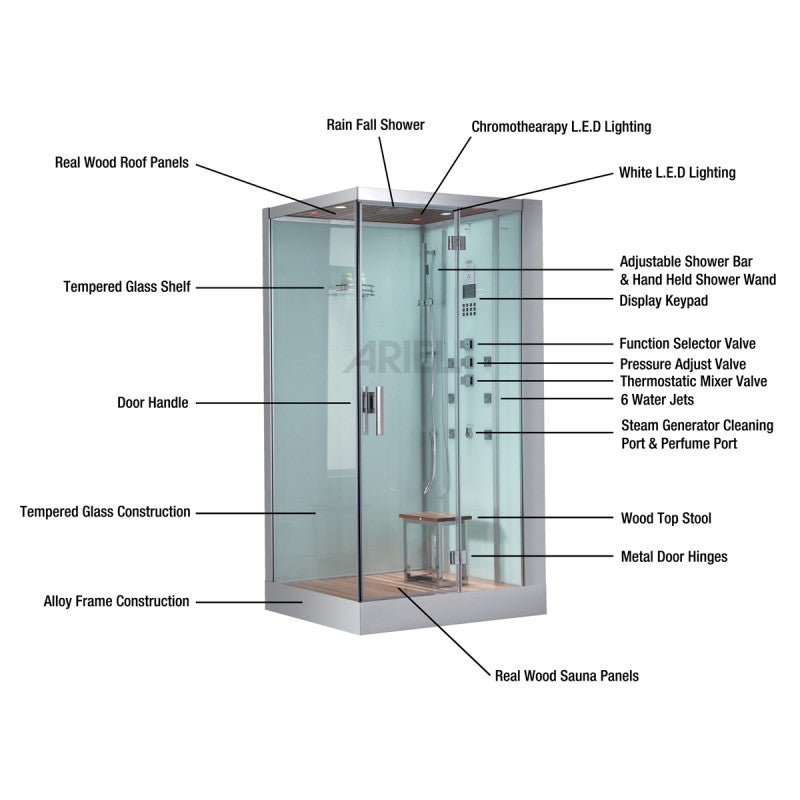 Ariel Platinum DZ959F8L Steam Shower-White