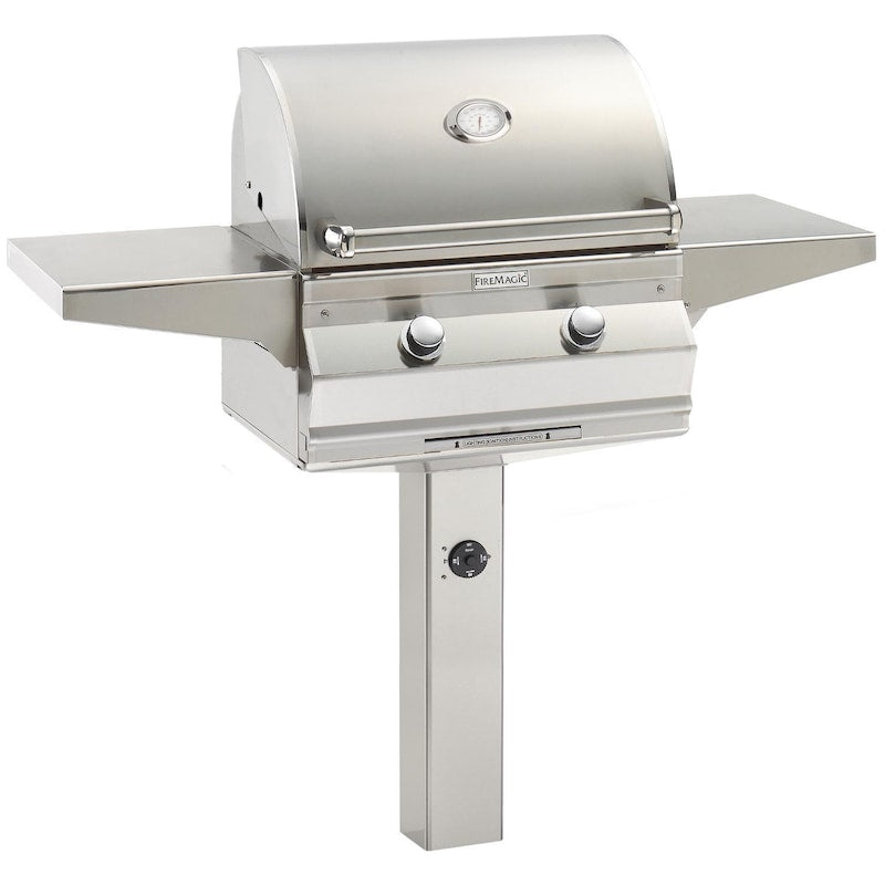 Fire Magic Choice C430S Gas Grill With Analog Thermometer On In-Ground Post - C430S-RT1P-G6