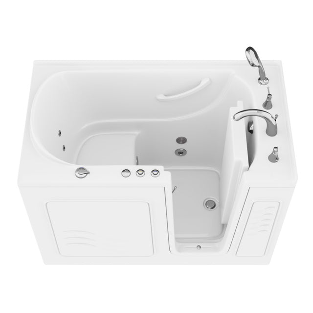 ANZZI 30 in. x 53 in. Right Drain Quick Fill Walk-In Whirlpool Tub with Powered Fast Drain in White AMZ3053RWH