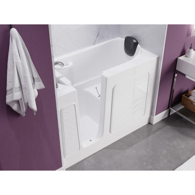 ANZZI 53 - 60 in. x 26 in. Left Drain Soaking Walk-in Tub in White AMZ2653LWS-CP