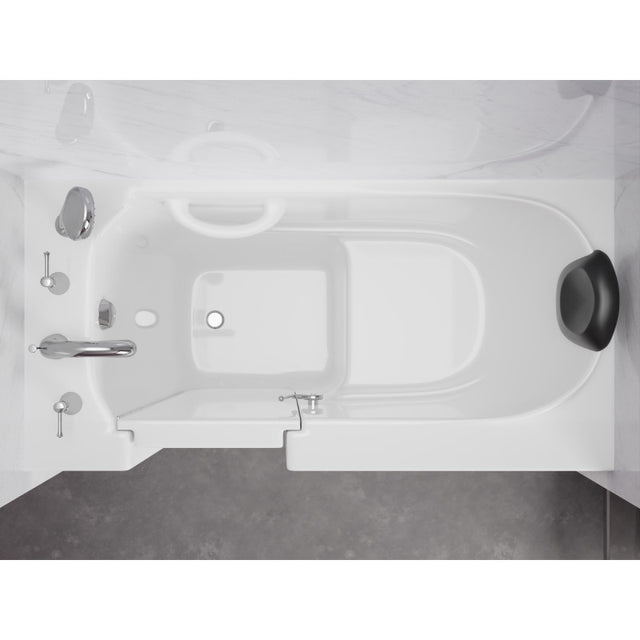 ANZZI 53 - 60 in. x 26 in. Left Drain Soaking Walk-in Tub in White AMZ2653LWS-CP