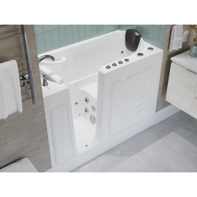 ANZZI 53 - 60 in. x 26 in. Left Drain Air and Whirlpool Jetted Walk-in Tub in White  AMZ5326LWD