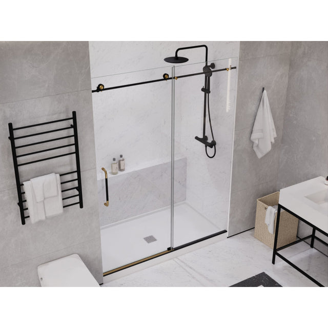 ANZZI Madam Series 60 in. by 76 in. Frameless Sliding Shower Door with Handle SD-AZ13-02MB