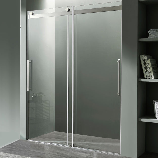 ANZZI Stellar Series 48 in. x 76 in. Frameless Sliding Shower Door with Handle  SD-FRLS05901MB