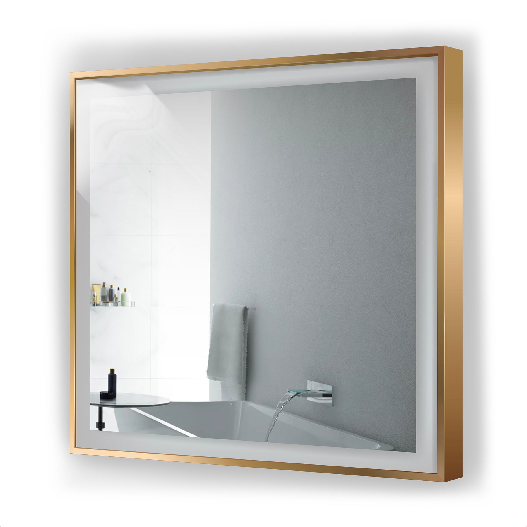 Krugg Soho 36″ X 36″ Gold LED Bathroom Mirror SOHO3636G