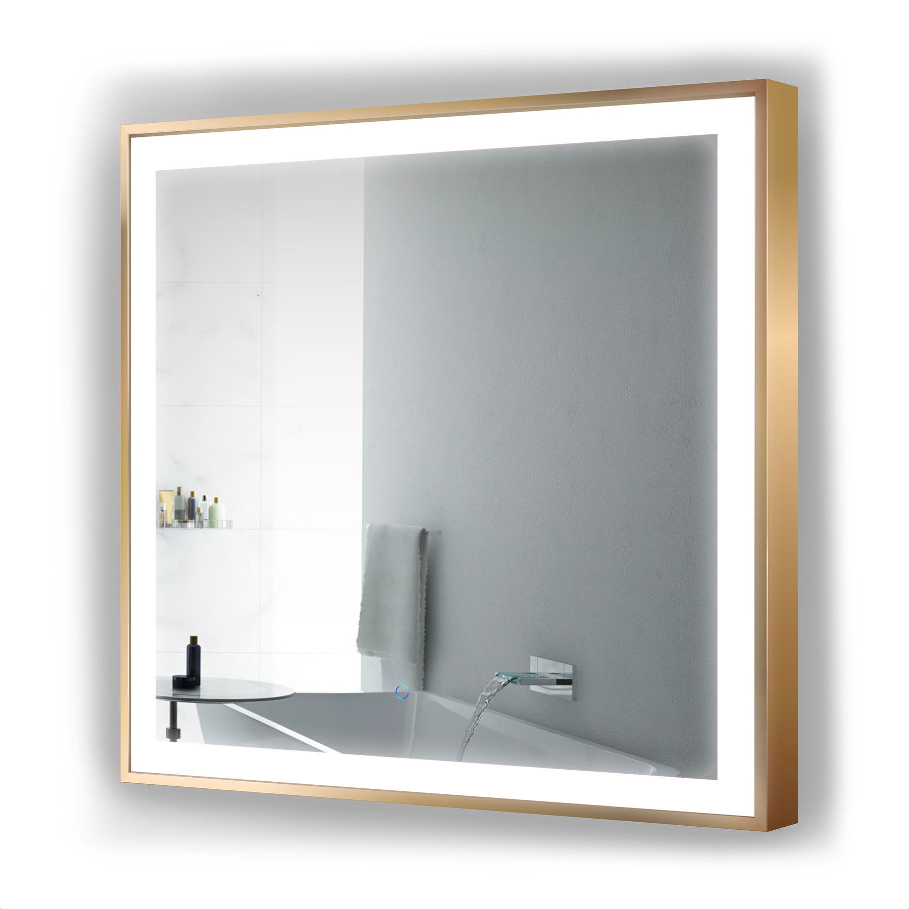 Krugg Soho 36″ X 36″ Gold LED Bathroom Mirror SOHO3636G