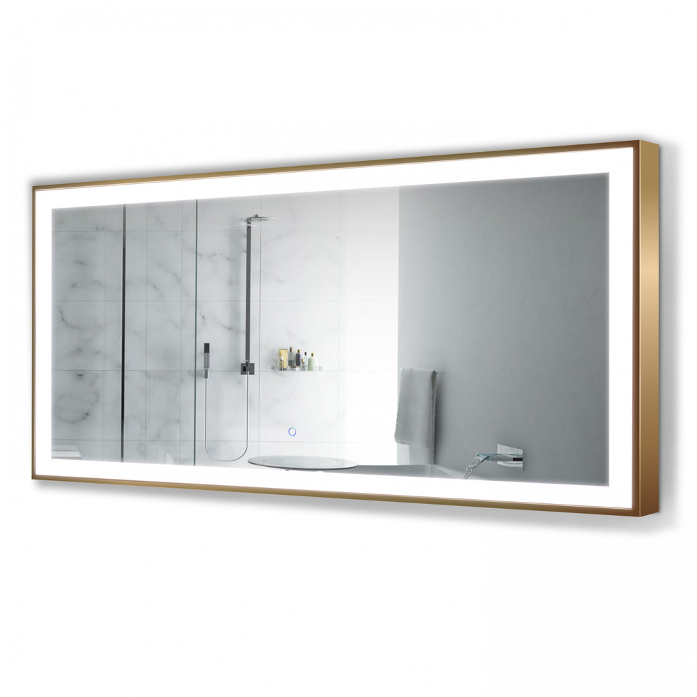 Krugg 60″ X 30″ Gold Soho LED Bathroom Mirror SOHO6030G