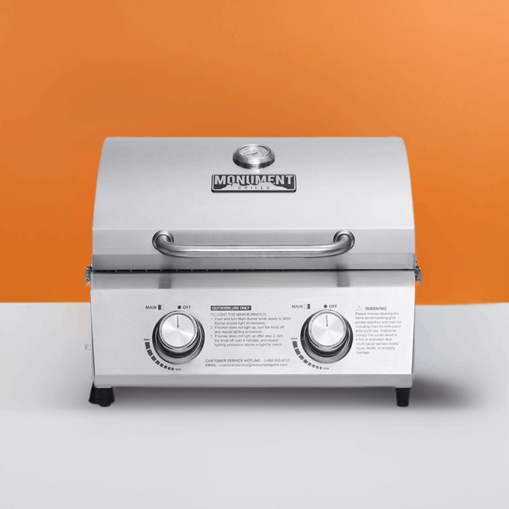 Monument Grills 13742 Stainless Tabletop Gas Grill 2 Burners Liquid Propane Gas