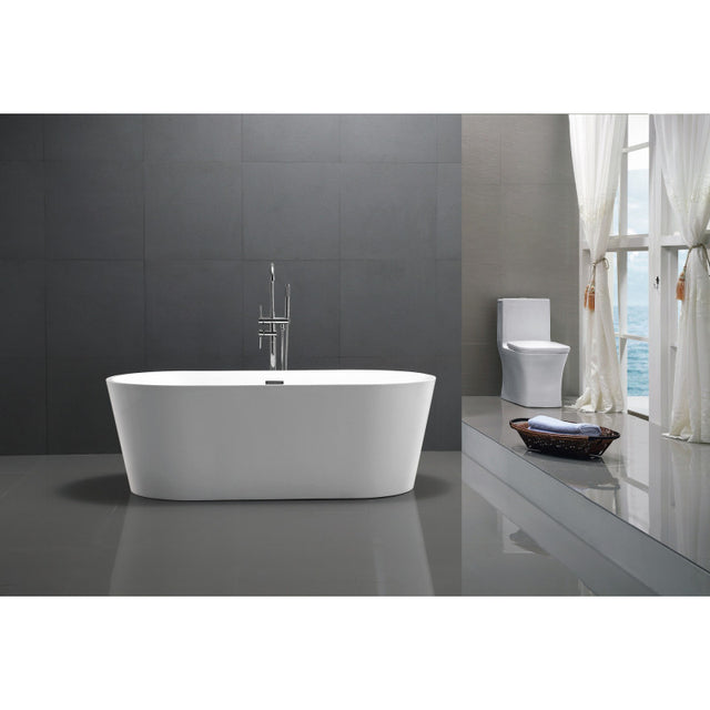 ANZZI Chand 67 in. Acrylic Flatbottom Freestanding Bathtub  FT-AZ098