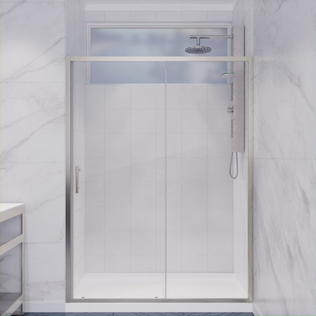 ANZZI 48 in. x 72 in. Framed Shower Door with TSUNAMI GUARD in Brushed Nickel SD-AZ052-01BN-R
