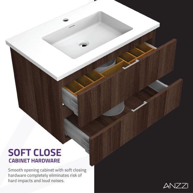 ANZZI Conques 30 in W x 20 in H x 18 in D Bath Vanity with Cultured Marble Vanity Top in White with White Basin VT-CT30-GY