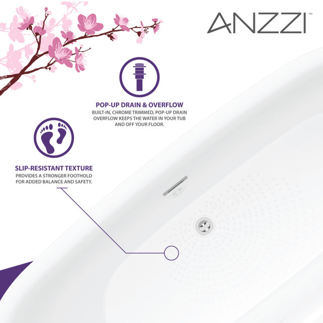 ANZZI Ami 59 in. Acrylic Flatbottom Freestanding Bathtub FT-AZ401-59