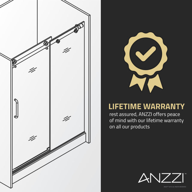 ANZZI Lone Series 60 in. by 76 in. Frameless Sliding Shower Door in Brushed Nickel with Handle  SDR-AZ8077-02BN