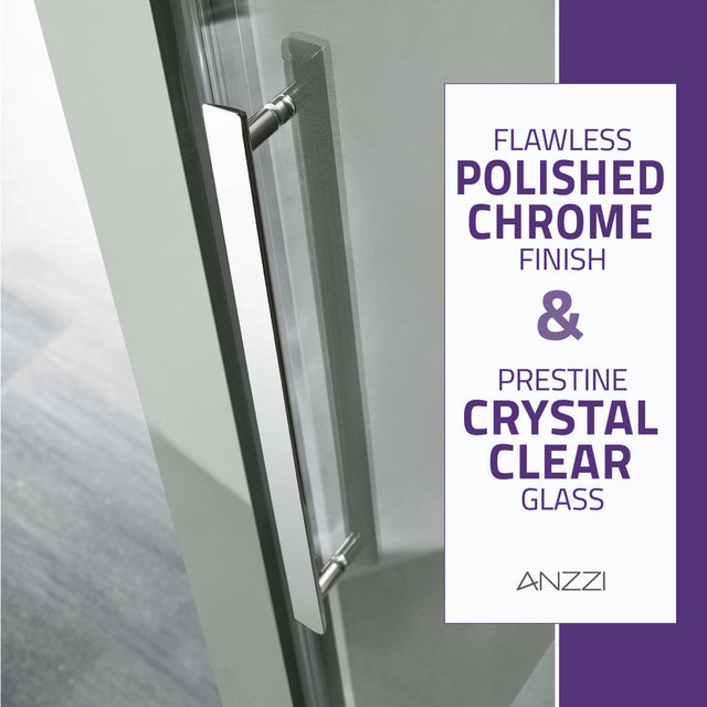 ANZZI Stellar Series 48 in. x 76 in. Frameless Sliding Shower Door with Handle  SD-FRLS05901MB