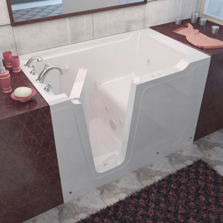 MediTub 3660 Walk-In-Tub 36 x 60 White Bathtub, Whirpool & Air Jets Add-Ons 3660RWS