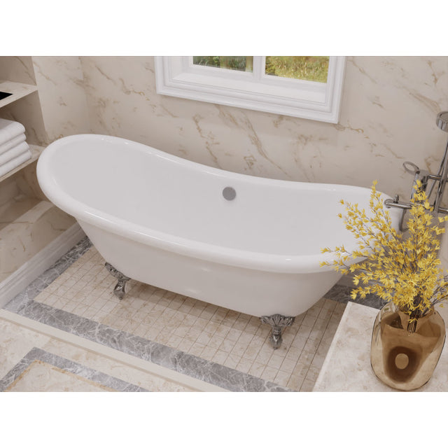 ANZZI 69.29” Belissima Double Slipper Acrylic Claw Foot Tub FT-CF130FAFT-CH