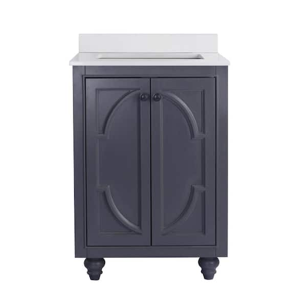 La Viva Odyssey 24 in. W x 22 in. D x 34.5 in. H Bathroom Vanity in White with White Quartz Top