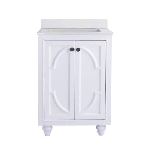 La Viva Odyssey 24 in. W x 22 in. D x 34.5 in. H Bathroom Vanity in White with White Quartz Top