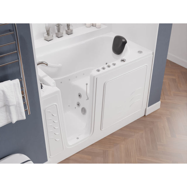 ANZZI 30 in. x 60 in. Left Drain Quick Fill Walk-In Whirlpool and Air Tub with Powered Fast Drain in White AMZ3060WILWD