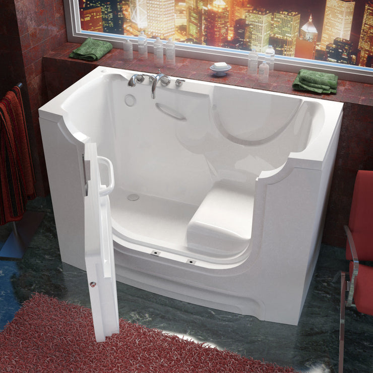 MediTub 3060WC Wheel Chair Accessible 30 x 60 White Bathtub, Whirpool & Air Jets Add-Ons  3060WCALWS