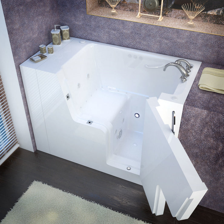 MediTub 2953WC Wheel Chair Accessible 29 x 53 White Bathtub, Whirpool & Air Jets Add-Ons 2953WCARWS