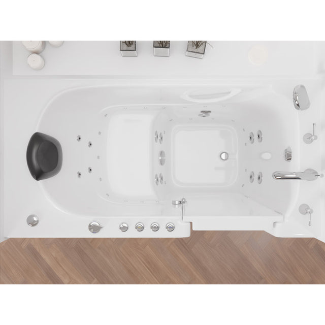 ANZZI 30 in. x 60 in. Right Drain Quick Fill Walk-In Whirlpool and Air Tub with Powered Fast Drain in White AMZ3060WIRWD