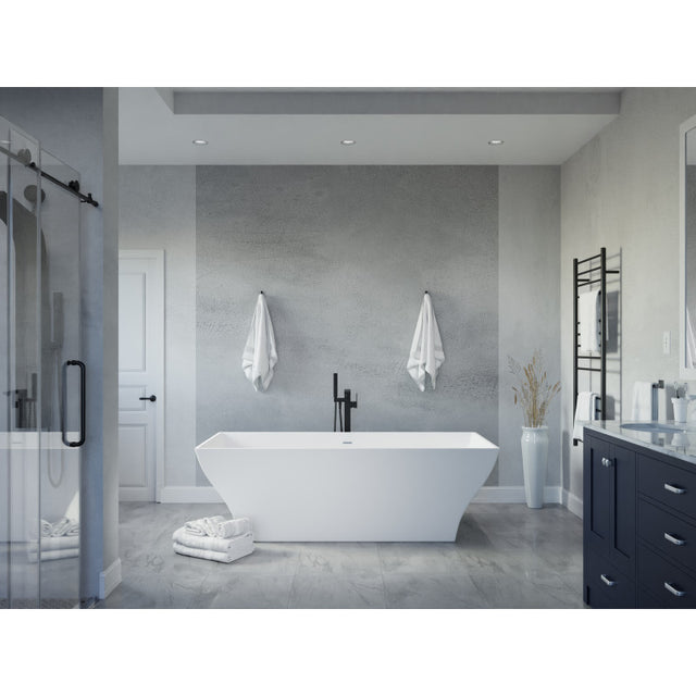 ANZZI Kayenge 5.9 ft. Solid Surface Center Drain Freestanding Bathtub FT-AZ8419