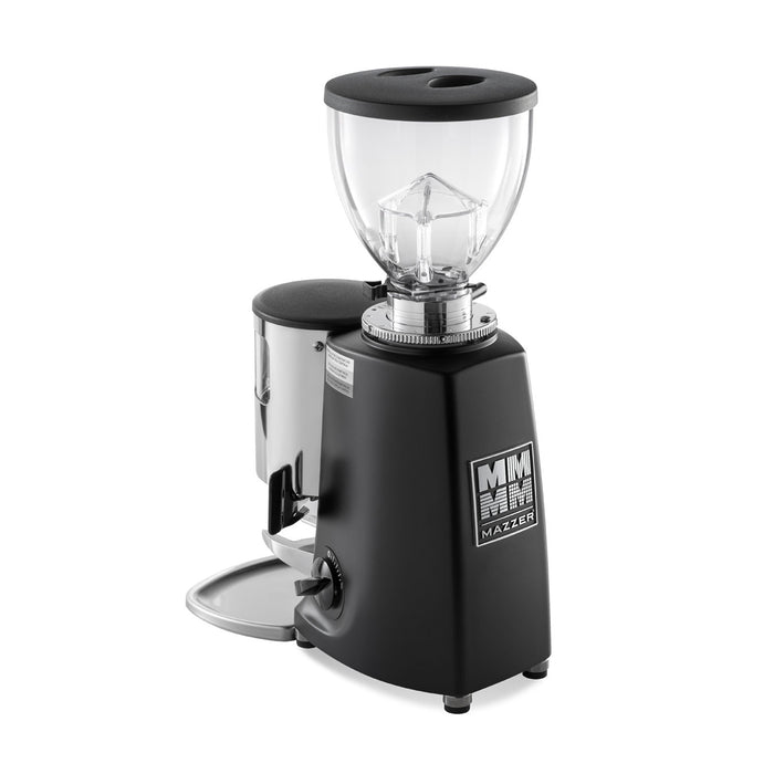 Mazzer Mini w/ Timer Switch Manual Doser Commercial Espresso Grinder - Black MAZMINTB