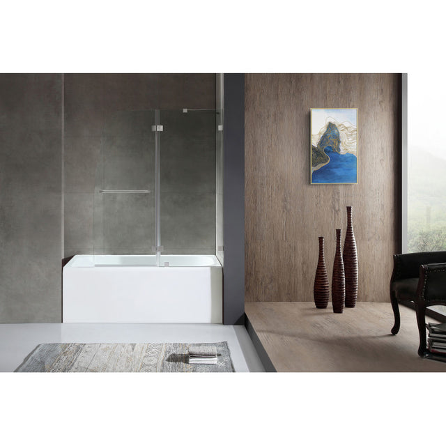 ANZZI 5 ft. Acrylic Rectangle Tub With 48 in. by 58 in. Frameless Hinged tub door SD1101BN-3060R