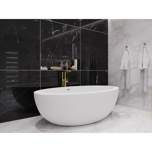 ANZZI Lusso 6.3 ft. Solid Surface Center Drain Freestanding Bathtub  FT-AZ504