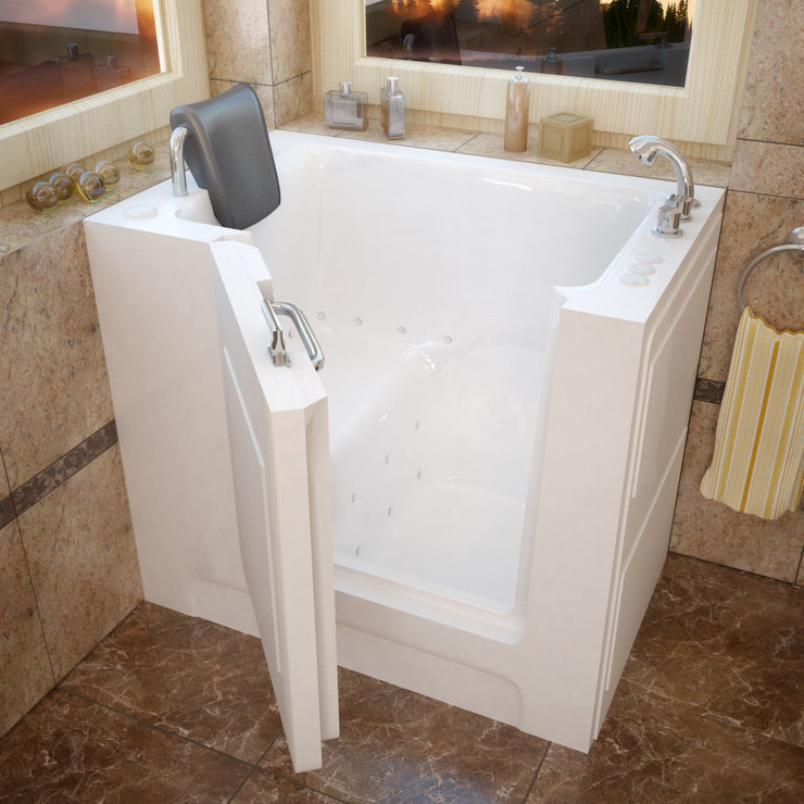 MediTub 2739 Walk-In-Tub 27 x 39 White Bathtub, Whirpool & Air Jets Add-Ons 2739LWD