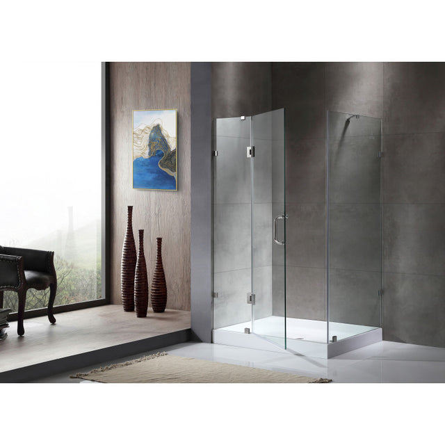 ANZZI Archon 46 in. x 72 in. Framed Hinged Shower Door in Chrome with Port 36 x 48 in. Shower Base in White