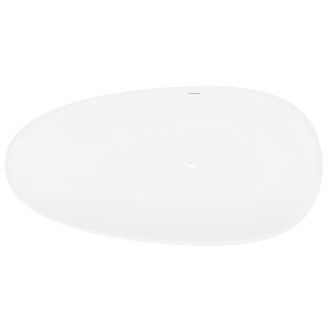 ANZZI Makot 5.6 ft. Man-Made Stone Center Drain Freestanding Bathtub in Matte White BS-S06