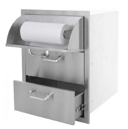 PCM 260 Series 16-Inch Triple Access Drawer With Paper Towel Holder - RO BBQ | BBQ-260-DRW3-PTH