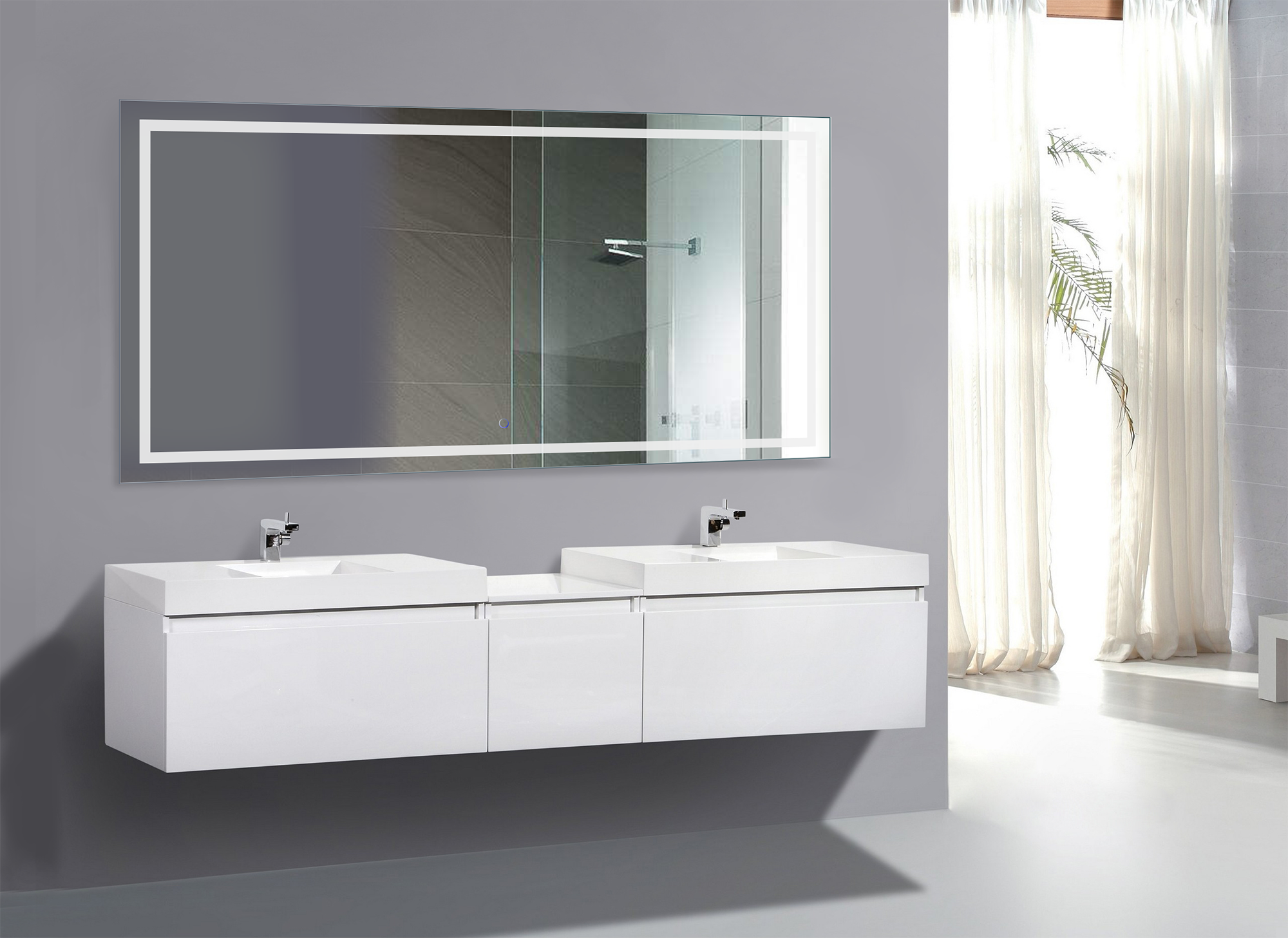 Krugg Icon 72″ X 36″ LED Bathroom Mirror w/ Dimmer & Defogger | Large Lighted Vanity Mirror