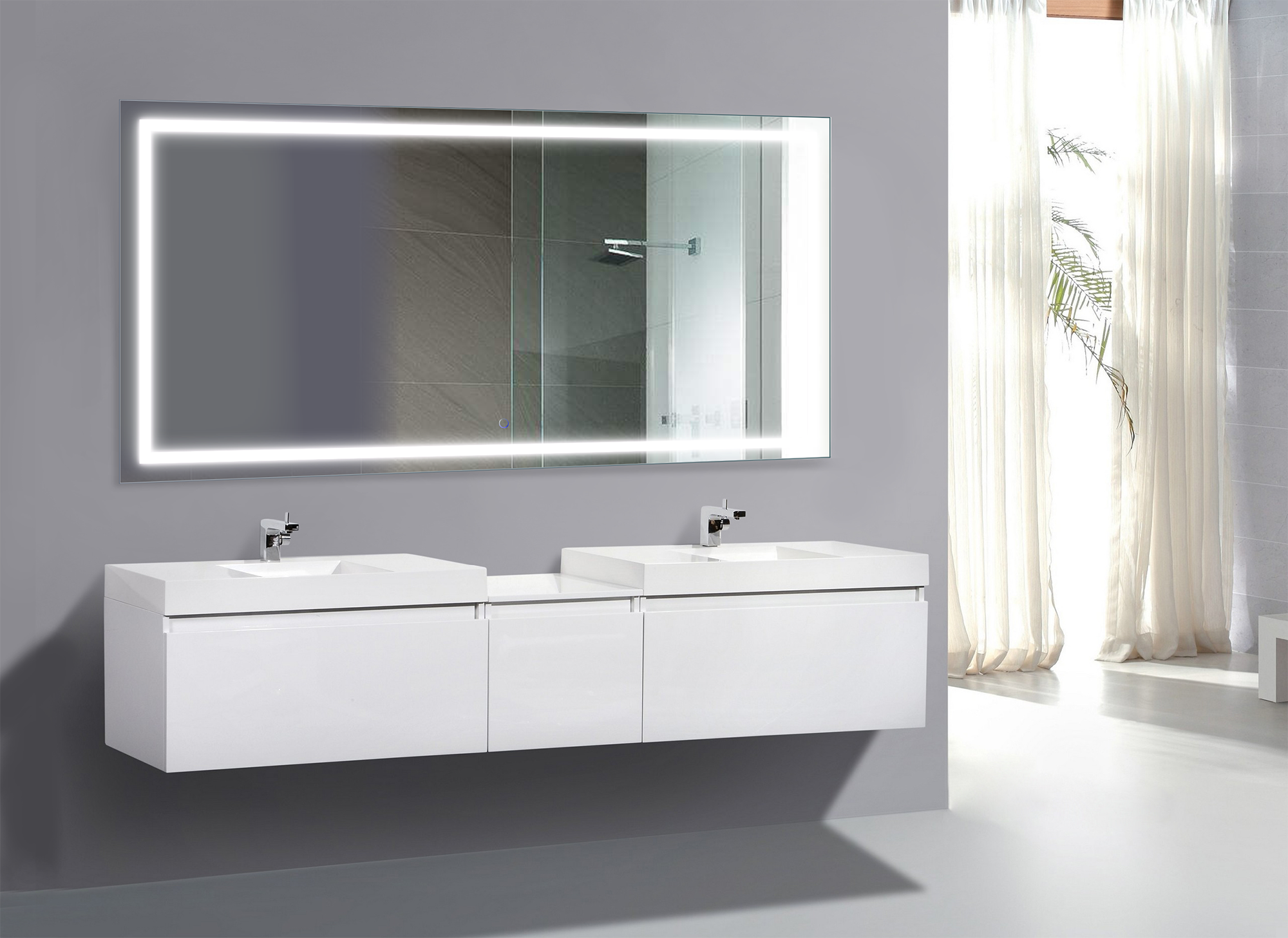 Krugg Icon 72″ X 36″ LED Bathroom Mirror w/ Dimmer & Defogger | Large Lighted Vanity Mirror