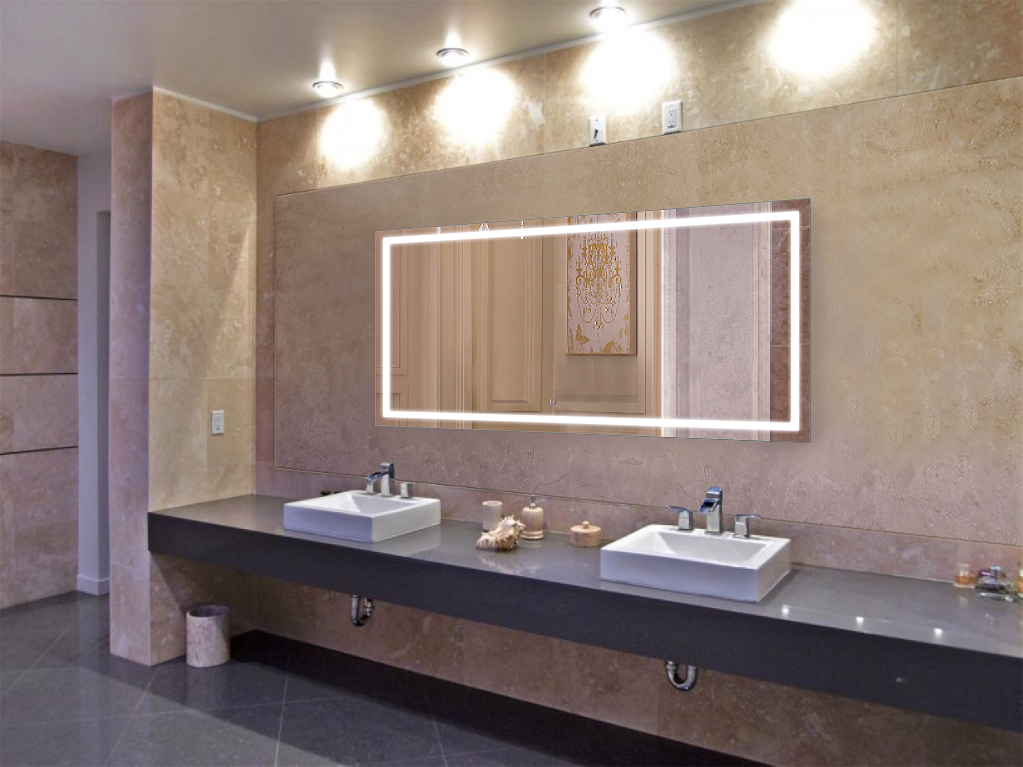 Krugg Icon 72″ X 36″ LED Bathroom Mirror w/ Dimmer & Defogger | Large Lighted Vanity Mirror