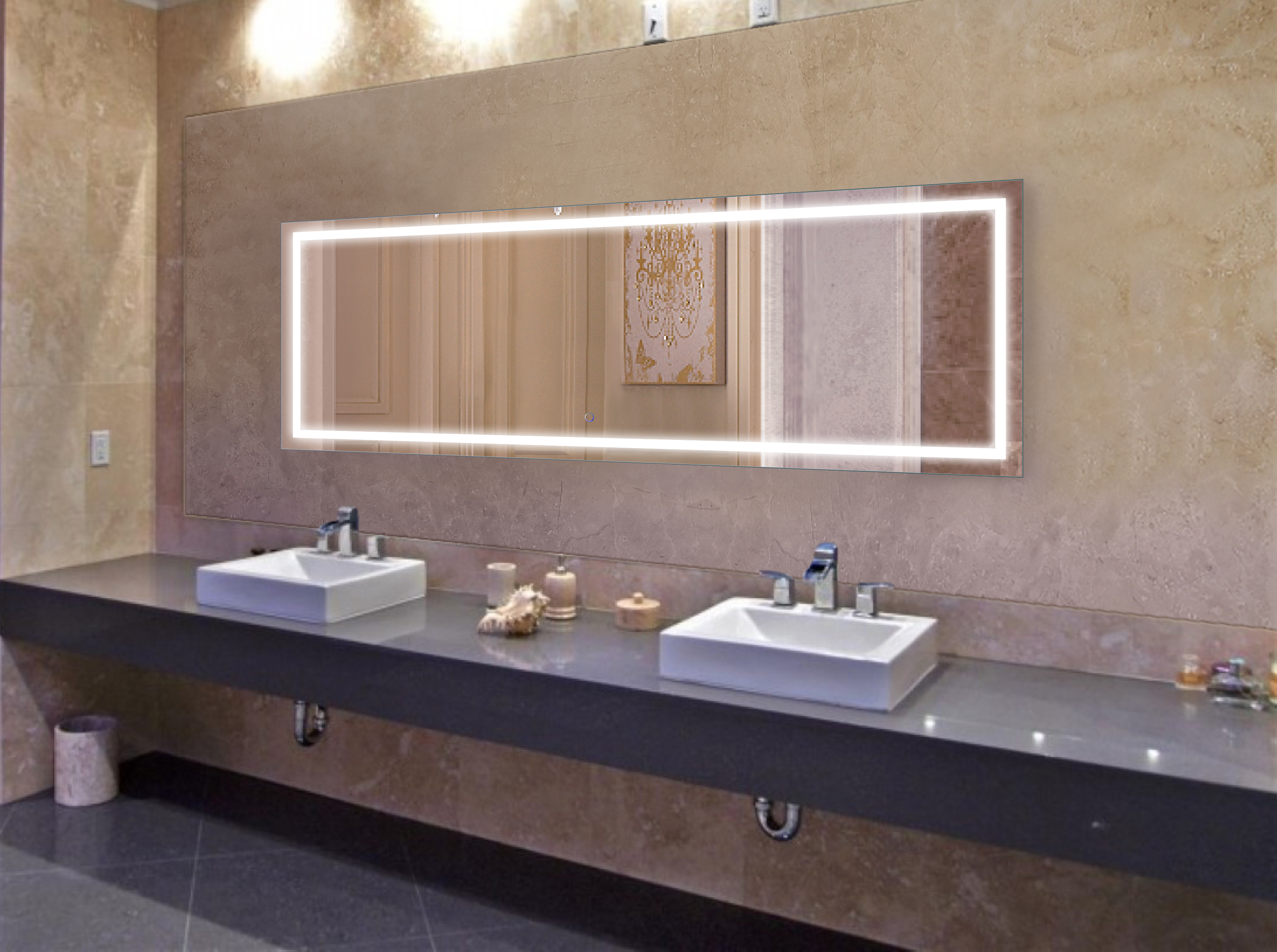 Krugg Icon 84″ X 30″ LED Bathroom Mirror w/ Dimmer & Defogger | Large Lighted Vanity Mirror