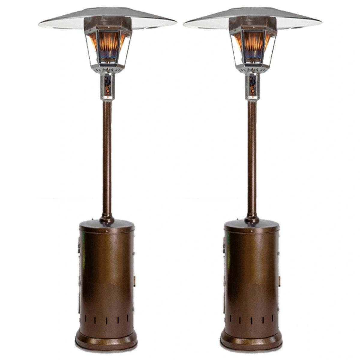 Radtec Two Pack: 96" Real Flame Propane Patio Heaters - Antique Bronze Finish (41,000 BTU) TP-PH-NA