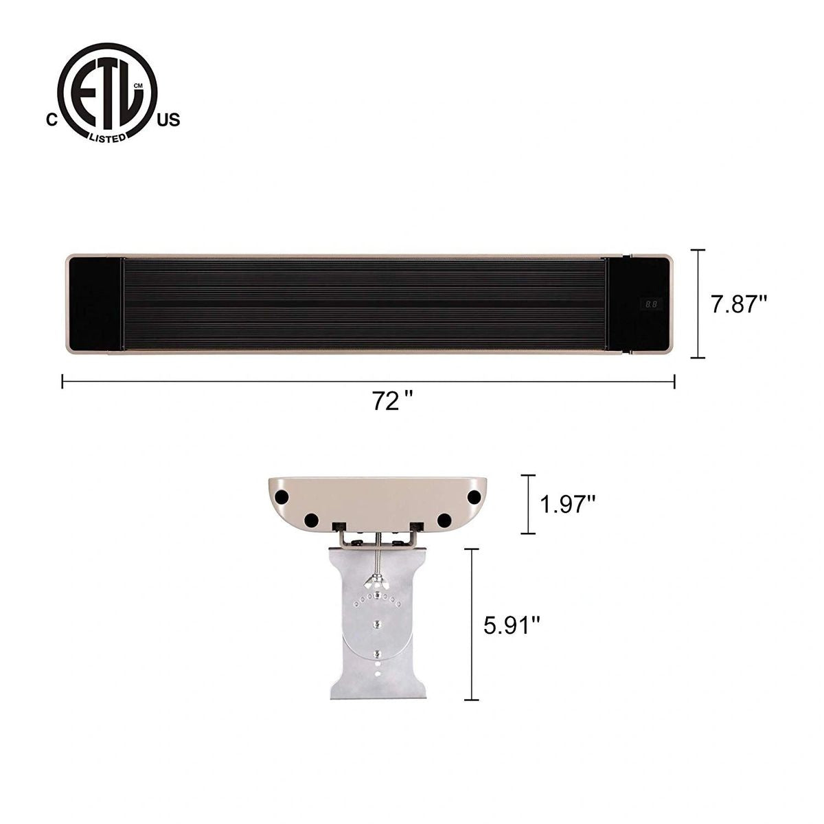 Radtec Two Pack: X33R - 72" Weather Resistant Zero Light Patio Heaters (3300W/220V)