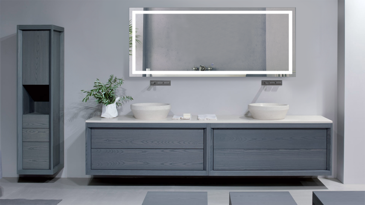 Krugg Icon 72″ X 30″ LED Bathroom Mirror w/ Dimmer & Defogger | Large Lighted Vanity Mirror