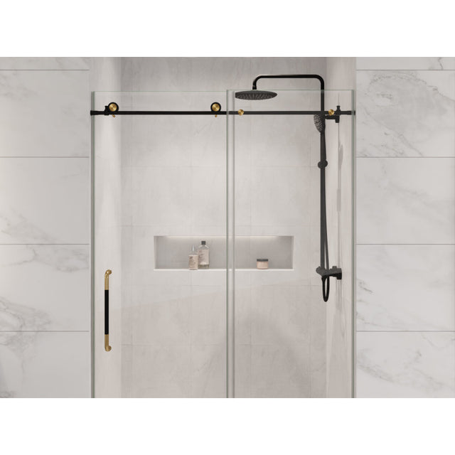 ANZZI Madam Series 48 in. by 76 in. Frameless Sliding Shower Door with Handle  SD-AZ13-01MB