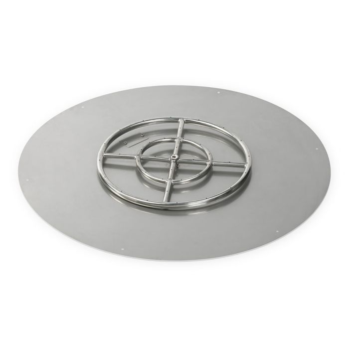 American Fire Glass 36" Round Stainless Steel Flat Pan With 18" Fire Ring SSRFP36ASBL