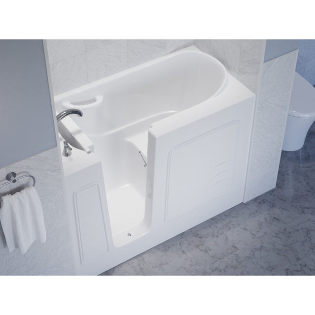 ANZZI 26 in. x 53 in. Left Drain Quick Fill Walk-In Soaking Tub in White AMZ2653LWS