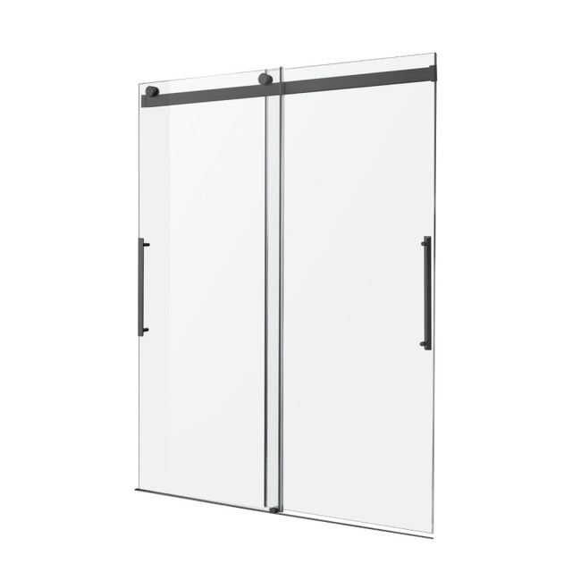 ANZZI Stellar Series 48 in. x 76 in. Frameless Sliding Shower Door with Handle  SD-FRLS05901MB